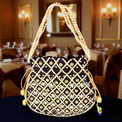 Silk Women’s Ethnic Rajasthani Mirror Work Potli Bag