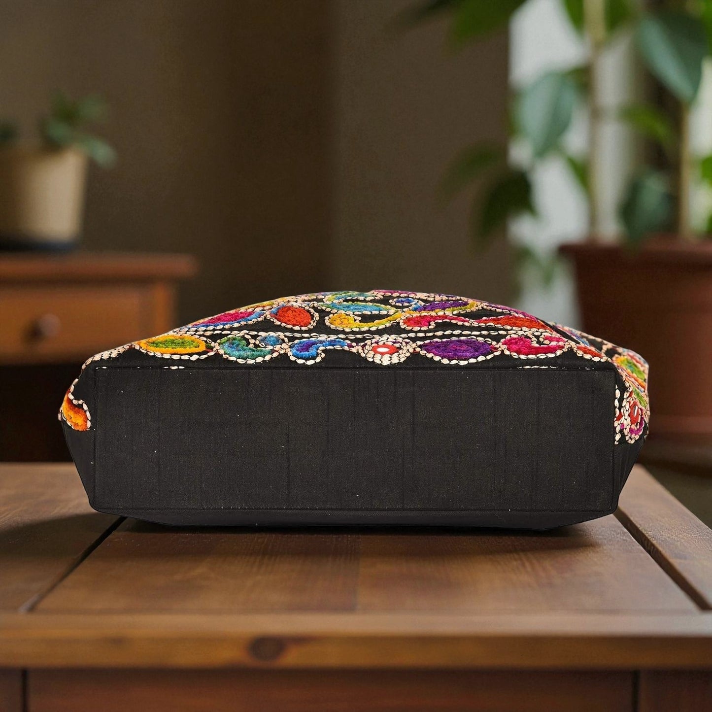 Women’s Embroidery Rajasthani Mirror Work Cotton Tote Bag with Zip