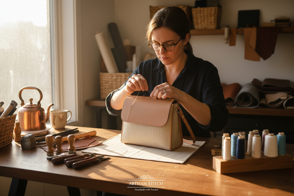 SHOWCASE WOMAN MAKING HANDBAG