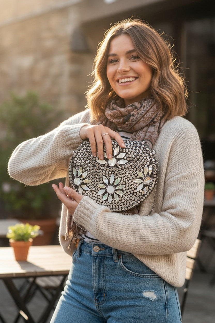 Bridal Women’s Antique Brass Handmade Ethnic Metal Clutch Bag